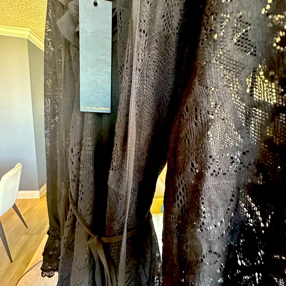 Women's Black Senna Ruffle-trim Lace Flounce Midi Dress - Picture 5 of 6